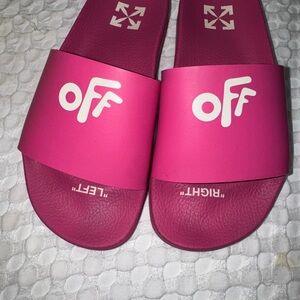 Off-White Fuchsia Slides
